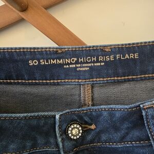 Chico's High Rise Flare Jeans - Dark Blue